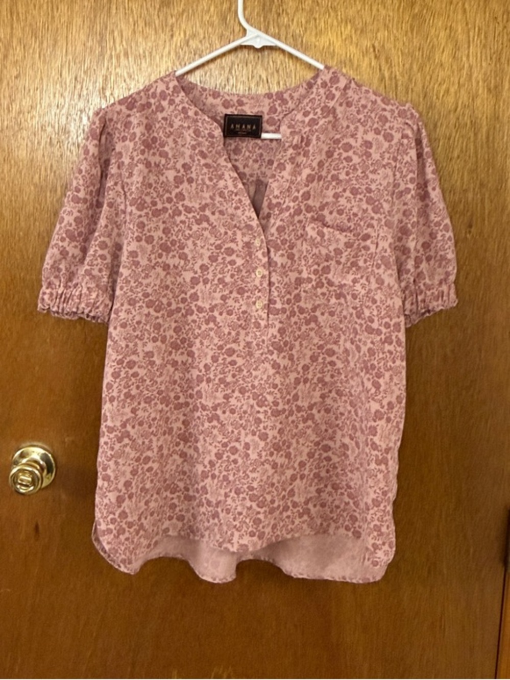 Amiana Dusty Rose Floral Split-Neck Blouse